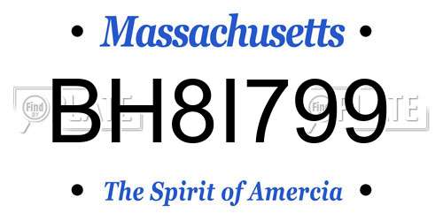 BH8I799 Massachusetts License Plate