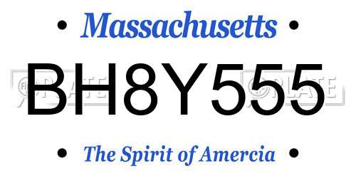BH8Y555 Massachusetts License Plate