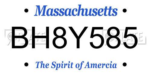 BH8Y585 Massachusetts License Plate
