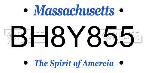 BH8Y855 Massachusetts License Plate