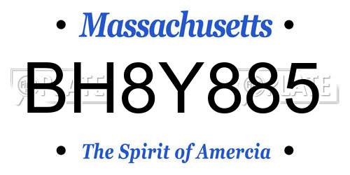 BH8Y885 Massachusetts License Plate