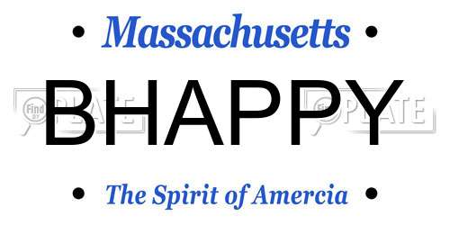 BHAPPY Massachusetts License Plate