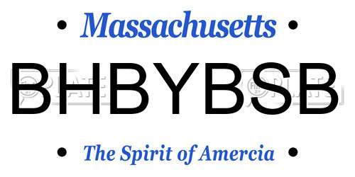 BHBYBSB Massachusetts License Plate