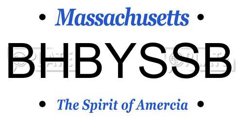 BHBYSSB Massachusetts License Plate