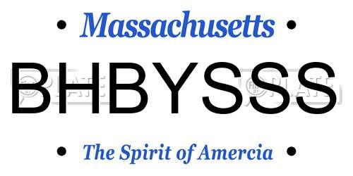 BHBYSSS Massachusetts License Plate