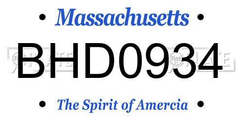 BHD0934 Massachusetts License Plate
