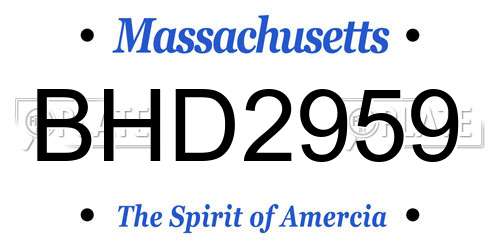 BHD2959 Massachusetts License Plate