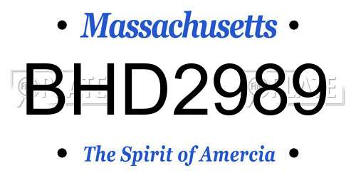 BHD2989 Massachusetts License Plate