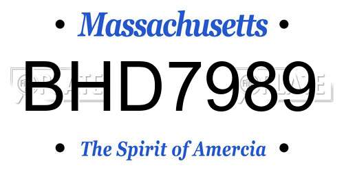 BHD7989 Massachusetts License Plate