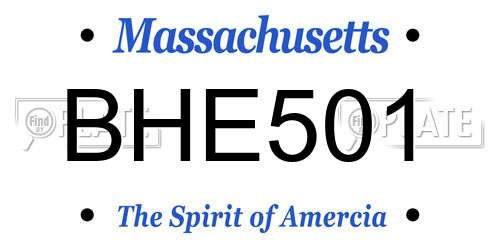 BHE501 Massachusetts License Plate