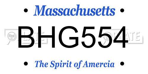 BHG554 Massachusetts License Plate