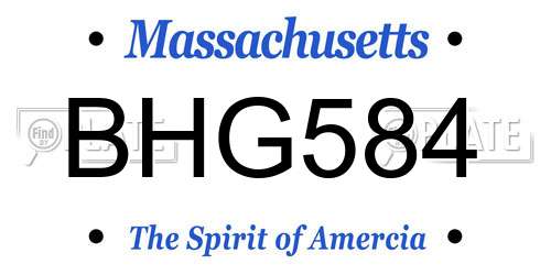 BHG584 Massachusetts License Plate