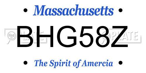 BHG58Z Massachusetts License Plate