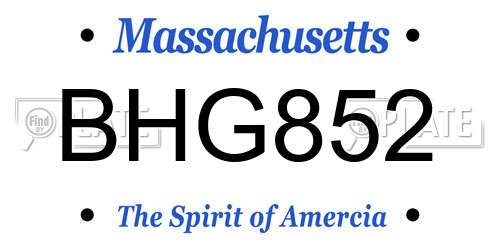 BHG852 Massachusetts License Plate
