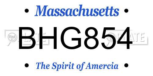 BHG854 Massachusetts License Plate