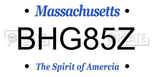 BHG85Z Massachusetts License Plate