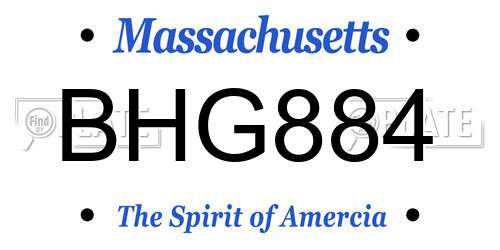 BHG884 Massachusetts License Plate