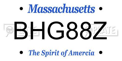 BHG88Z Massachusetts License Plate