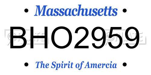 BHO2959 Massachusetts License Plate