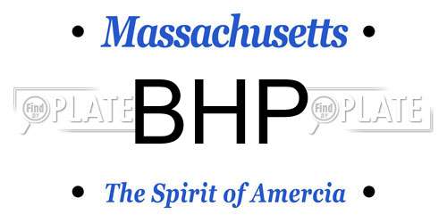 BHP Massachusetts License Plate