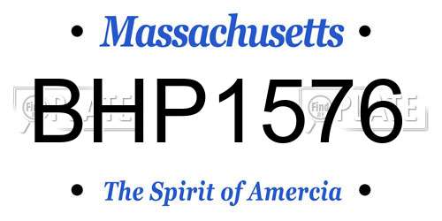 BHP1576 Massachusetts License Plate