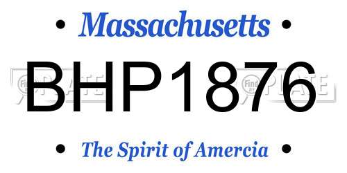 BHP1876 Massachusetts License Plate