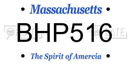 BHP516 Massachusetts License Plate
