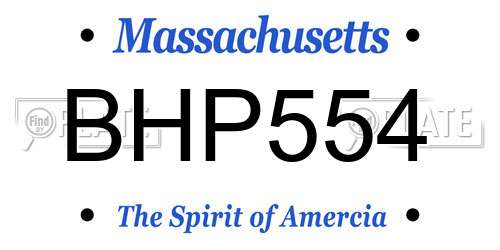 BHP554 Massachusetts License Plate