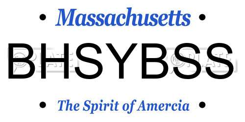 BHSYBSS Massachusetts License Plate