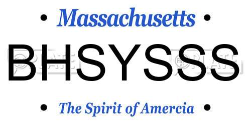 BHSYSSS Massachusetts License Plate