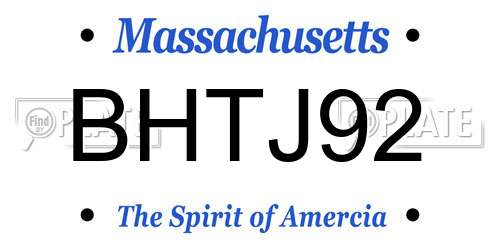 BHTJ92 Massachusetts License Plate