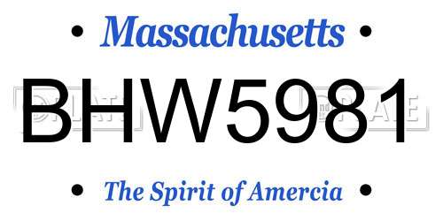 BHW5981 Massachusetts License Plate