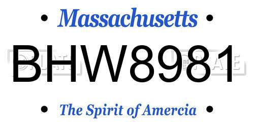 BHW8981 Massachusetts License Plate