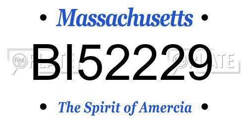 BI52229 Massachusetts License Plate