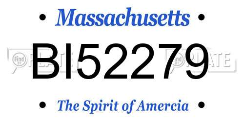 BI52279 Massachusetts License Plate