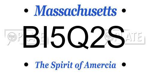 BI5Q2S Massachusetts License Plate