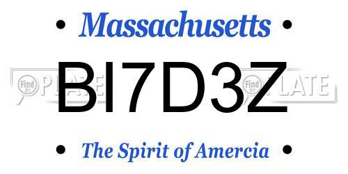 BI7D3Z Massachusetts License Plate