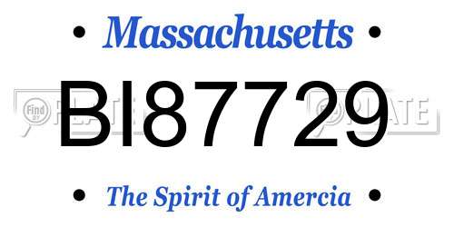 BI87729 Massachusetts License Plate