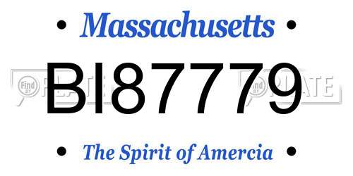 BI87779 Massachusetts License Plate