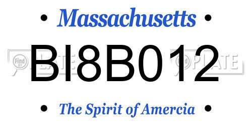 BI8B012 Massachusetts License Plate