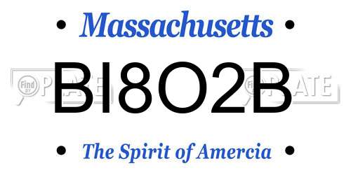 BI8O2B Massachusetts License Plate