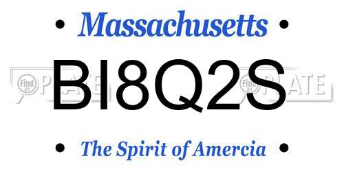 BI8Q2S Massachusetts License Plate