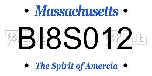 BI8S012 Massachusetts License Plate