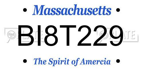 BI8T229 Massachusetts License Plate