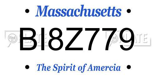 BI8Z779 Massachusetts License Plate