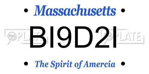 BI9D2I Massachusetts License Plate