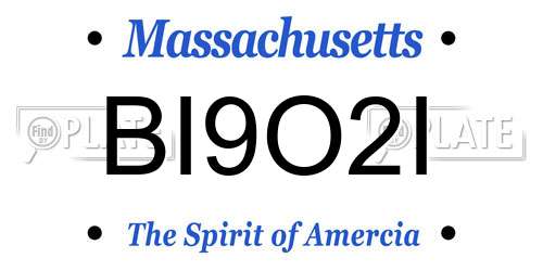 BI9O2I Massachusetts License Plate