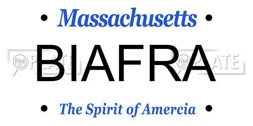 BIAFRA Massachusetts License Plate