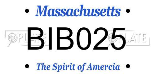 BIB025 Massachusetts License Plate