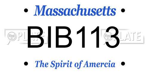 BIB113 Massachusetts License Plate